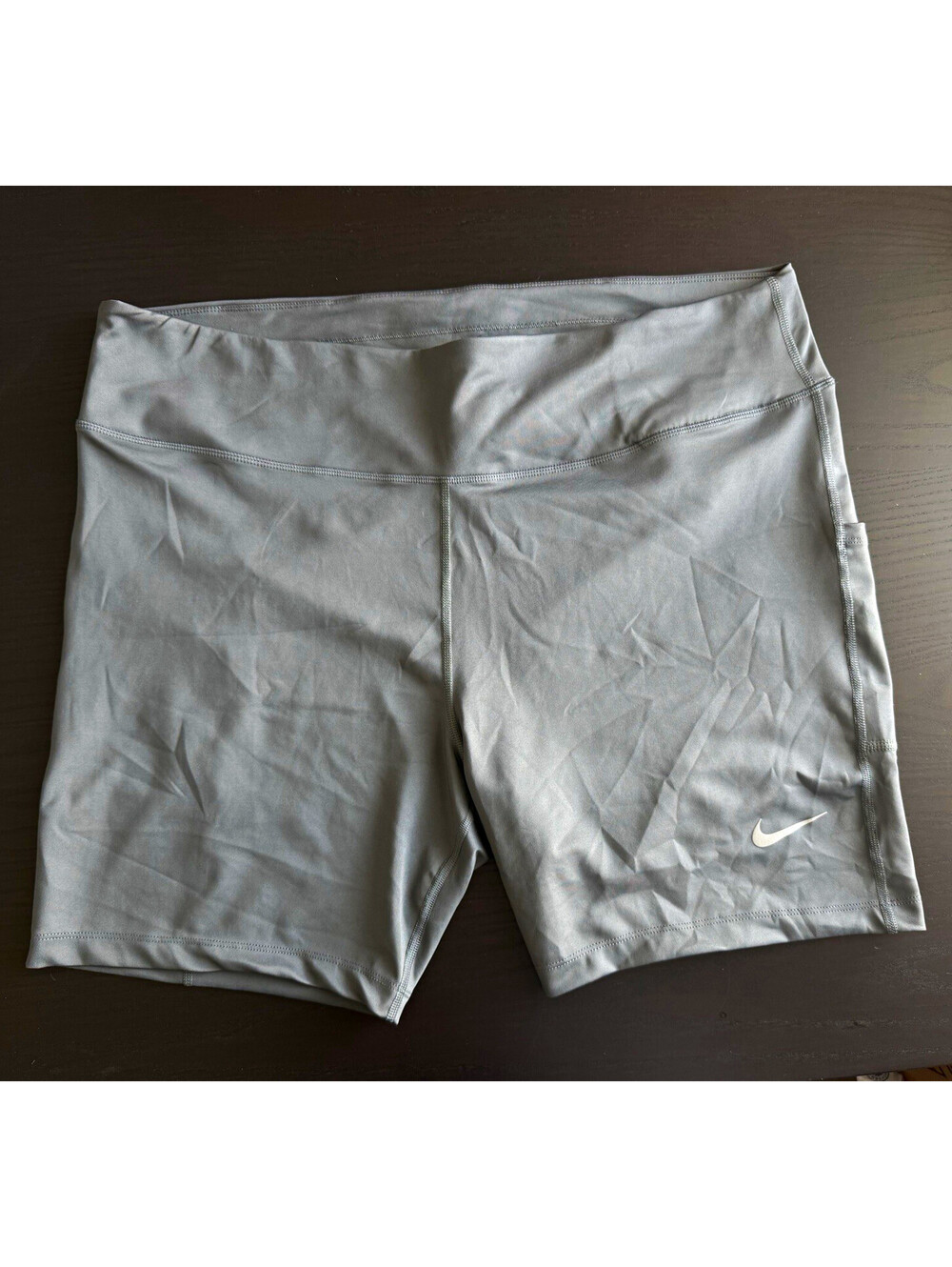 Nike Fast Women 3X Dri-FIT 7" Running Biker Shorts Gray Pockets CT0825-068 Plus
